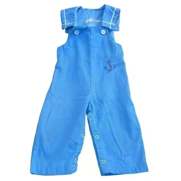 Vintage By Thomas Sailor Romper Longall Anchor Embroidery 12 M Outfit or Costume - Picture 6 of 6